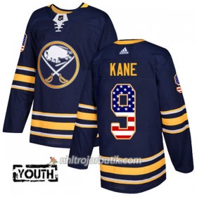 Barn Ishockey Buffalo Sabres Tröja Evander Kane 9 Adidas 2017-2018 Marinblå USA Flag Fashion Authentic